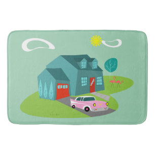 Tapis De Bain Mat de bain de la maison de banlieue rétro