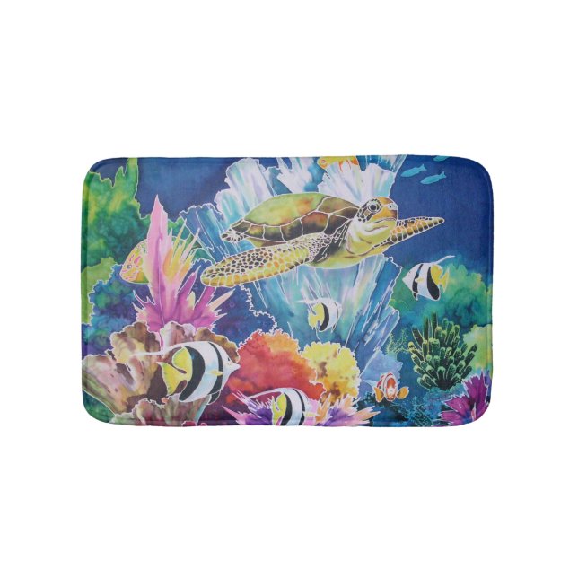 Tapis De Bain Mat de bain de la tortue verte Poisson tropical oc (Devant)