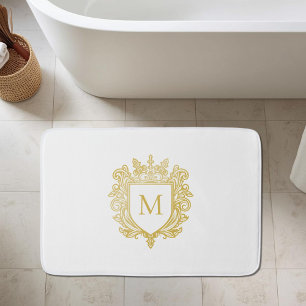 Tapis De Bain Mat de bain en crête d'or Monogramme
