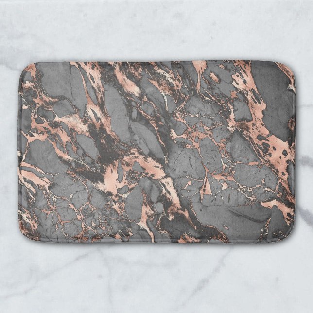 Tapis De Bain Mat de bain en marbre noir, gris et Rose (Créateur téléchargé)