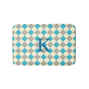 Tapis De Bain Mat de bain Jacquard bleu, gris et blanc