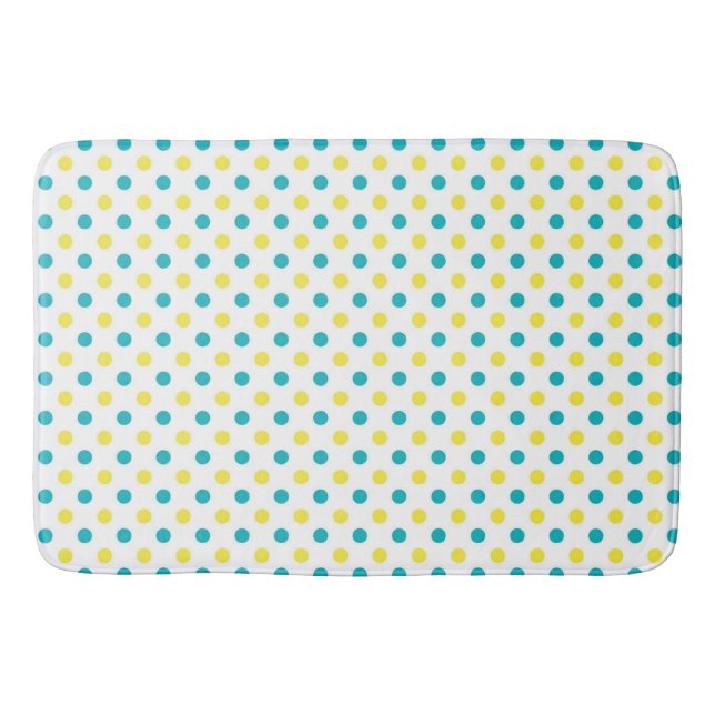Tapis De Bain Mat de bain/Jaune et Pois Turquoises (Devant)