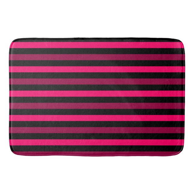 Tapis De Bain Mat de bain Magenta et Black Stripes (Devant)