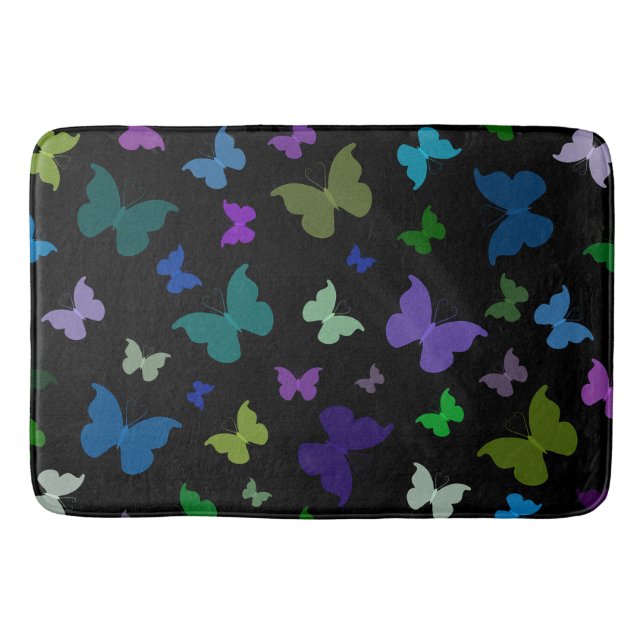 Tapis De Bain Mat de bain/Noir avec papillons (Devant)