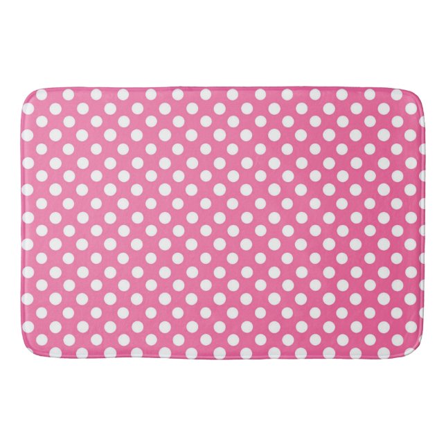 Tapis De Bain Mat de bain/Pois rose et blanc (Devant)