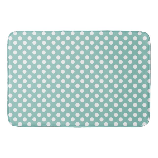 Tapis De Bain Mat de bain/Pois Turquoises et blancs (Devant)