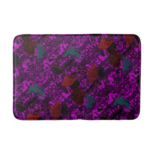 Tapis De Bain Mat de bain pourpre Ginkgo Grunge (Devant)
