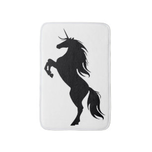 Tapis De Bain Mat de bain Silhouette de la licorne noire d'éleva