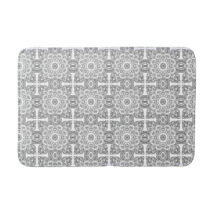 Tapis De Bain Mat de bain tribal gris et blanc