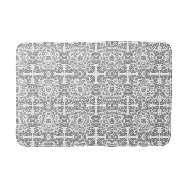Tapis De Bain Mat de bain tribal gris et blanc (Devant)