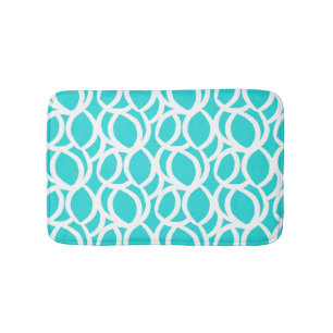 Tapis De Bain Mat de bain Turquoise et blanc Abstrait moderne