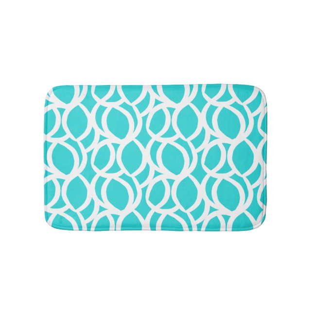 Tapis De Bain Mat de bain Turquoise et blanc Abstrait moderne (Devant)