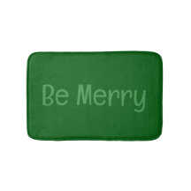 Mat de bain vert foncé "Be Merry" avec texte facul