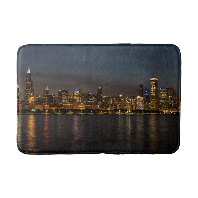 Tapis De Bain Mat de la salle de bains de Chicago Night Cityscap (Devant)