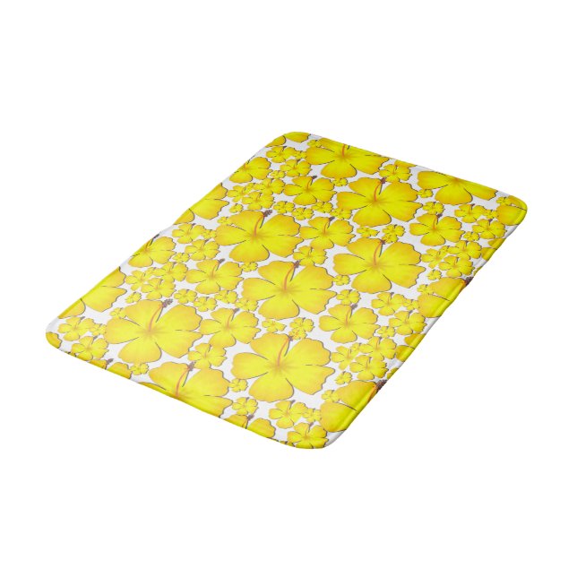 Tapis De Bain Mat de la salle de bains de l'Hibiscus jaune (Angle)