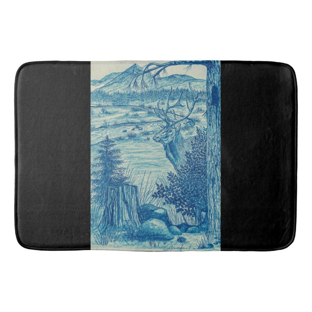 Tapis De Bain Mat d'Elk Bleu (Devant)