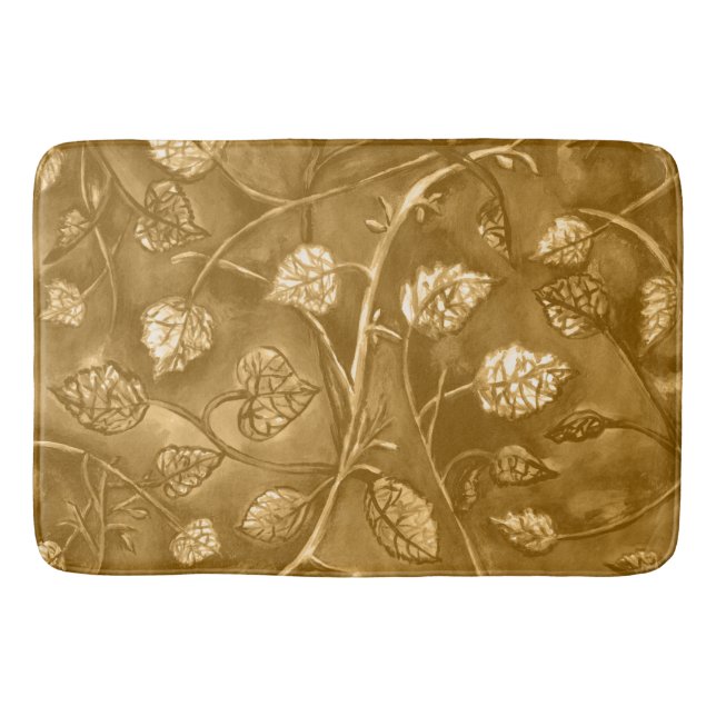 Tapis De Bain mat feuille ondulé bronzé doré (Devant)