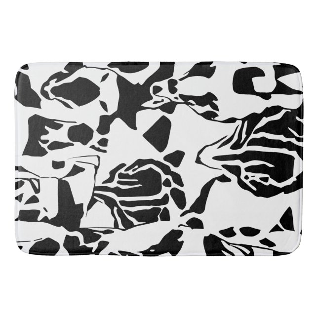 Tapis De Bain Mat noir et blanc Abstrait (Devant)