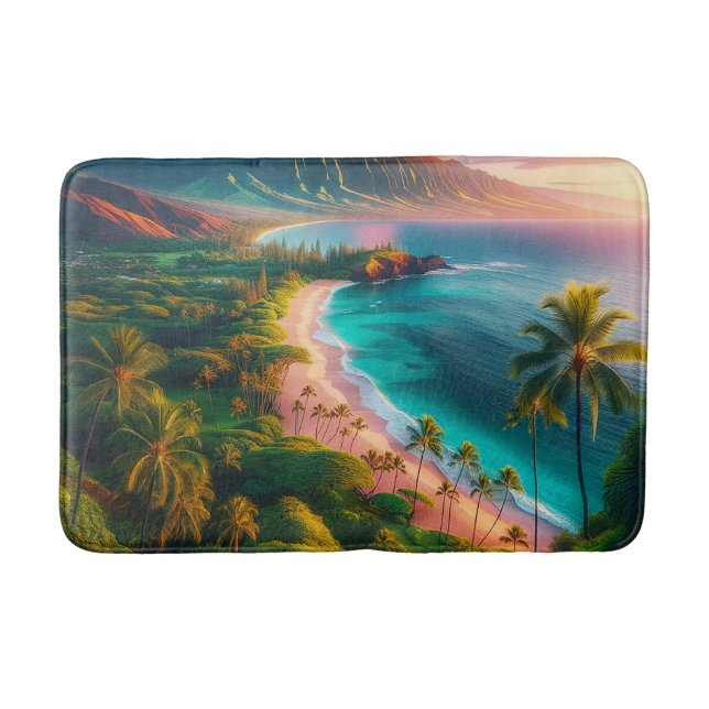 Tapis De Bain Maui île hawaïenne tropicale (Devant)