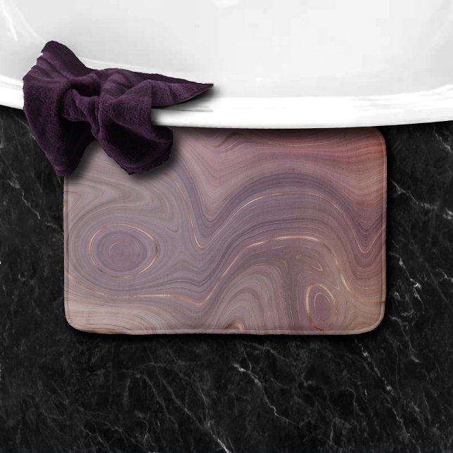 Tapis De Bain Mauve Strata | Dusty Rose et Rose Gold Agate (Créateur téléchargé)