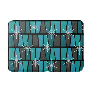 Tapis De Bain MCM géométrique Abstrait Turquoise Turquoise