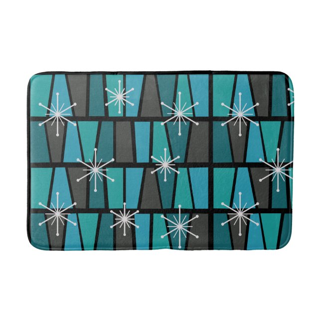 Tapis De Bain MCM géométrique Abstrait Turquoise Turquoise (Devant)
