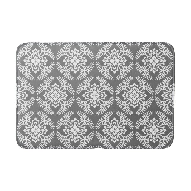 Tapis De Bain Médaillon japonais Motif, gris / gris et blanc (Devant)