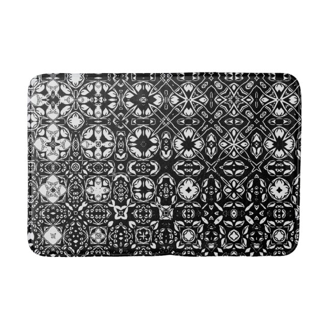Tapis De Bain Médaillon Médaillon Motif noir et blanc (Devant)