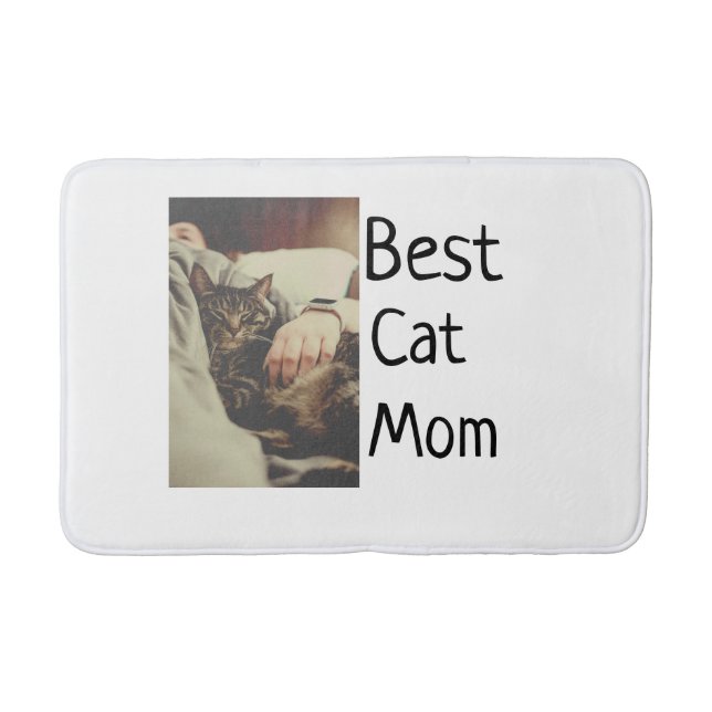 Tapis De Bain Meilleure maman chat papa ajouter chat photo nom c (Devant)