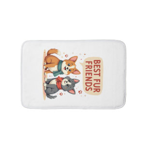 Tapis De Bain Meilleurs amis en pelage vintage mignon chat et ch