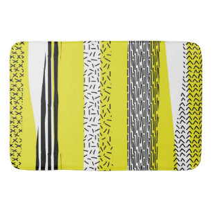 Tapis De Bain Mélange jaune et noir Motif géométrique