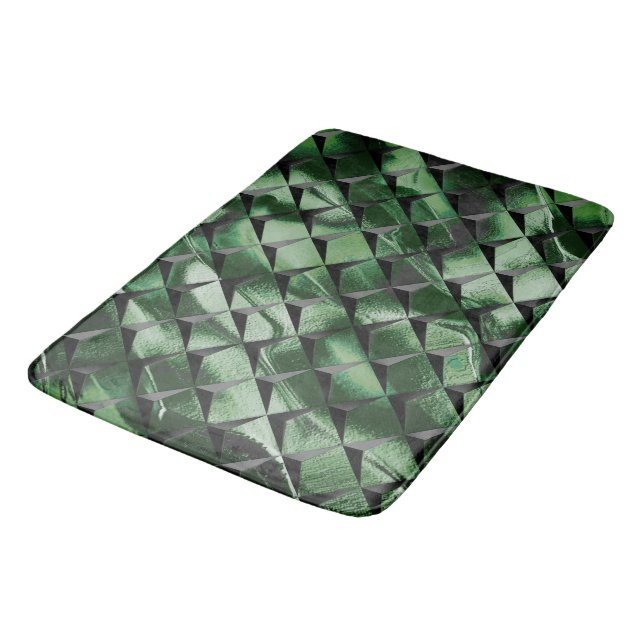 Tapis De Bain Mélanger les carrés 3D avec l'image vert foncé de  (Angle)