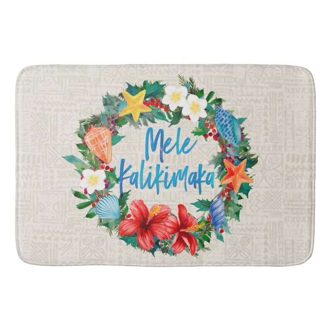 Tapis De Bain Mele Kalikimaka Hawaiian Christmas Wreath (Devant)