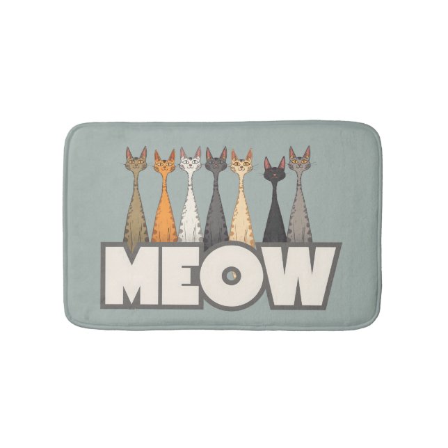 Tapis De Bain Meow Peeking Cats Funny Sage Green Cat Lover Print (Devant)