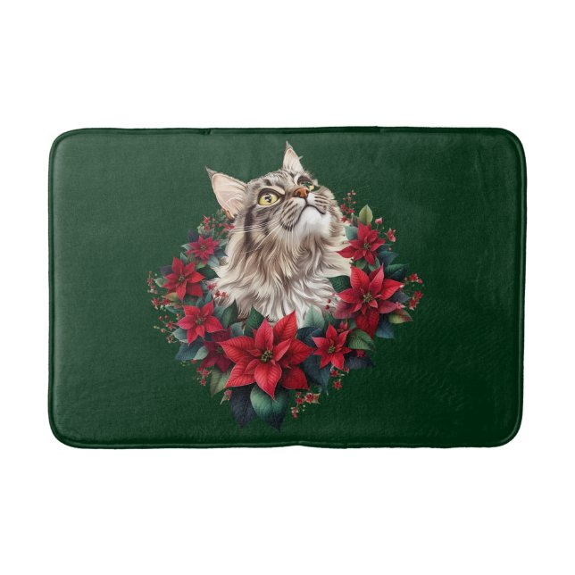 Tapis De Bain Meowy Christmas Maine Coon Cat  (Devant)