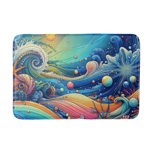 Tapis De Bain Mer colorée Abstraite (Devant)