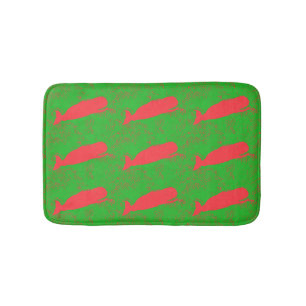 Tapis De Bain mer verte avec baleines rouges nageant