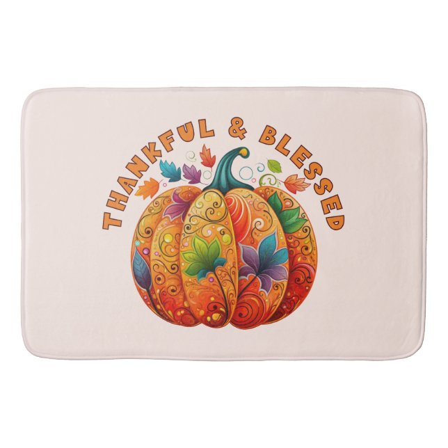 Tapis De Bain Merci et béni Citrouille d'automne (Devant)