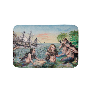 Tapis De Bain Mermaid Antique Magie Océan Nautique