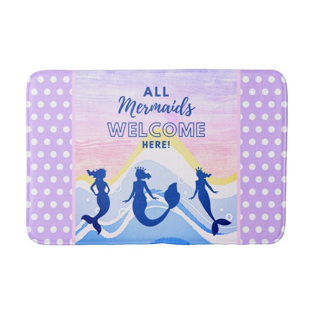 Tapis De Bain Mermaid Trio | Tous les Sirènes Bienvenue | Point  (Devant)