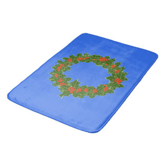 Tapis De Bain Merry Red Berry & Holly Wreath pour Noël