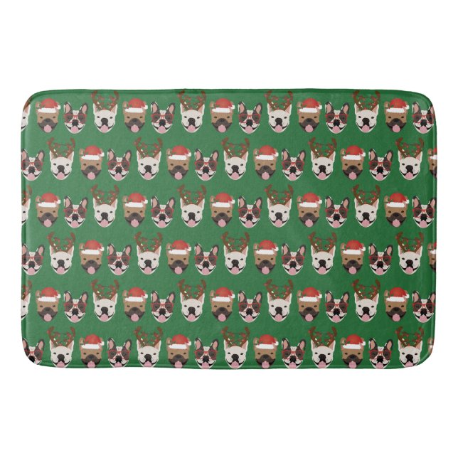 Tapis De Bain Merry Woofmas Têtes de Noël (Devant)