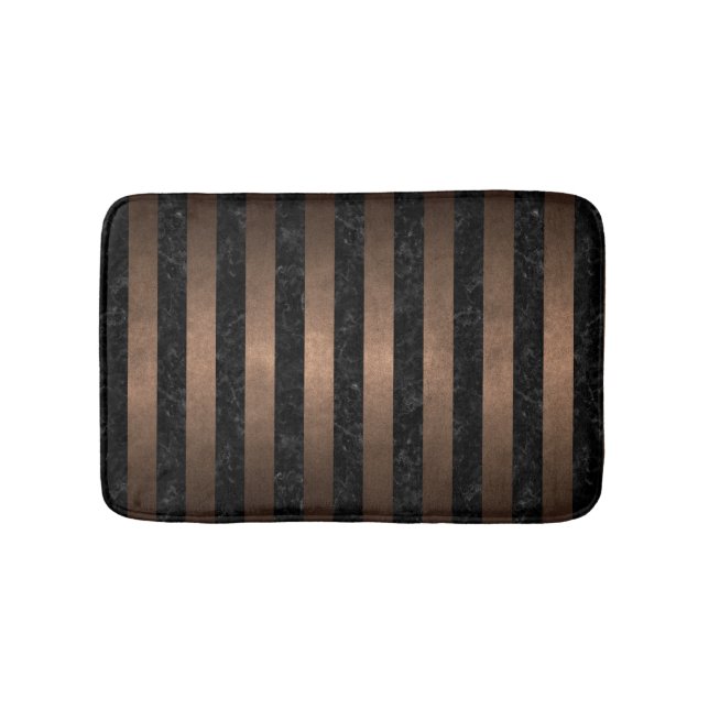 TAPIS DE BAIN MÉTAL NOIR DU MARBRE STRIPES1 ET DE BRONZE (Devant)