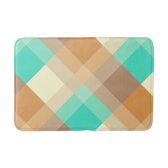 Tapis De Bain Mi-siècle méga plaid - tan & turquoise (Devant)