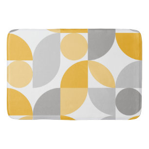 Tapis De Bain Mi-Siècle Moderne Abstrait 26 Jaune, Gris