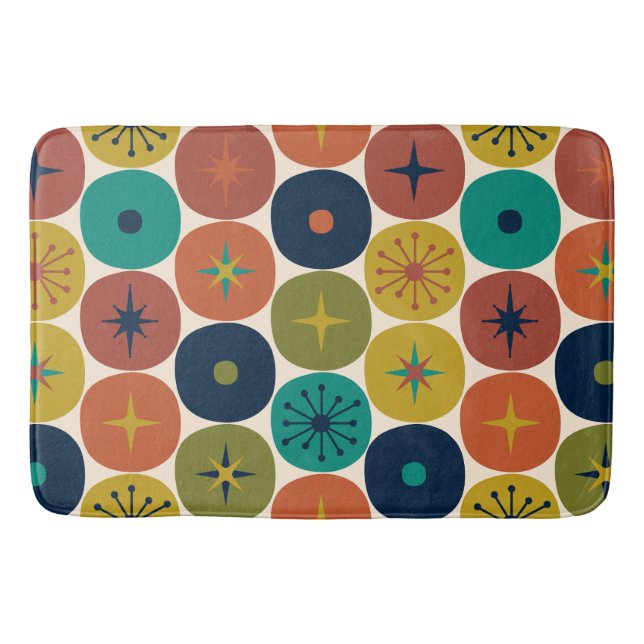 Tapis De Bain Mi-siècle moderne Avenir atomique Motif rétro (Devant)