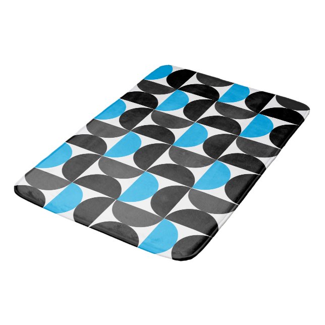 Tapis De Bain Mi-siècle moderne bleu noir et gris (Angle)