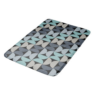 Tapis De Bain Mi-siècle moderne bleu vert et gris