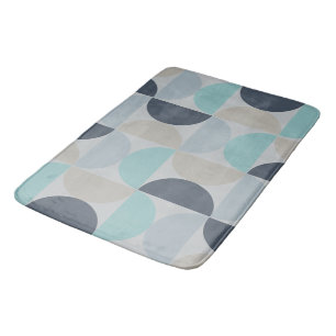 Tapis De Bain Mi-siècle moderne bleu vert et gris