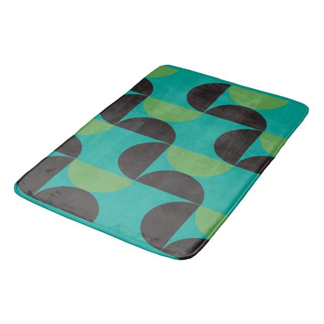Tapis De Bain Mi-siècle Moderne Brown vert et turquoise (Angle)